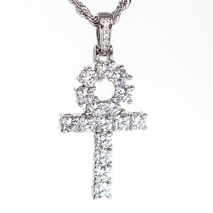 Clear Street White Gold Diamond Ankh Necklace